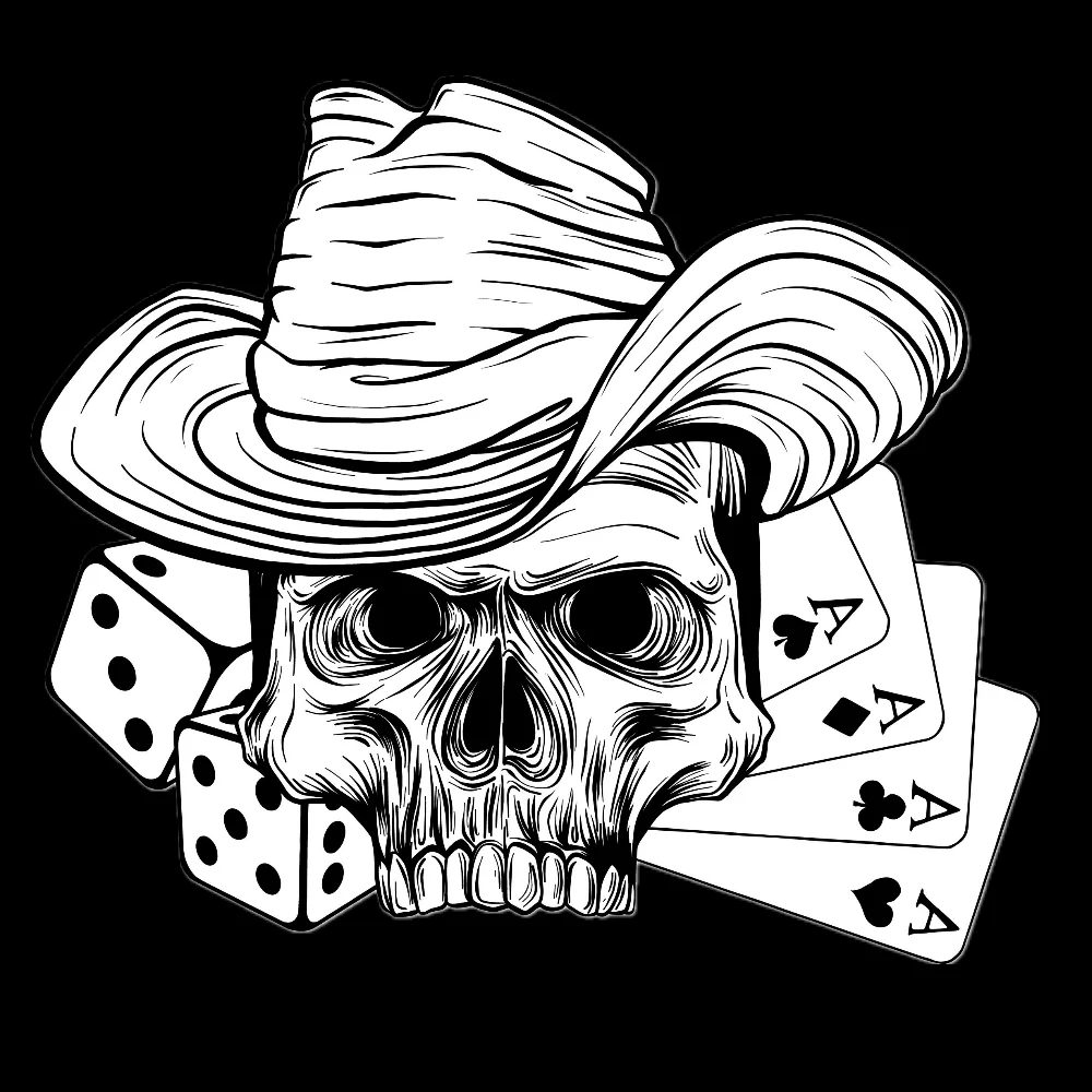 T-PAITA MUSTA PELI - Skull cowboy player (2890) - Image 2