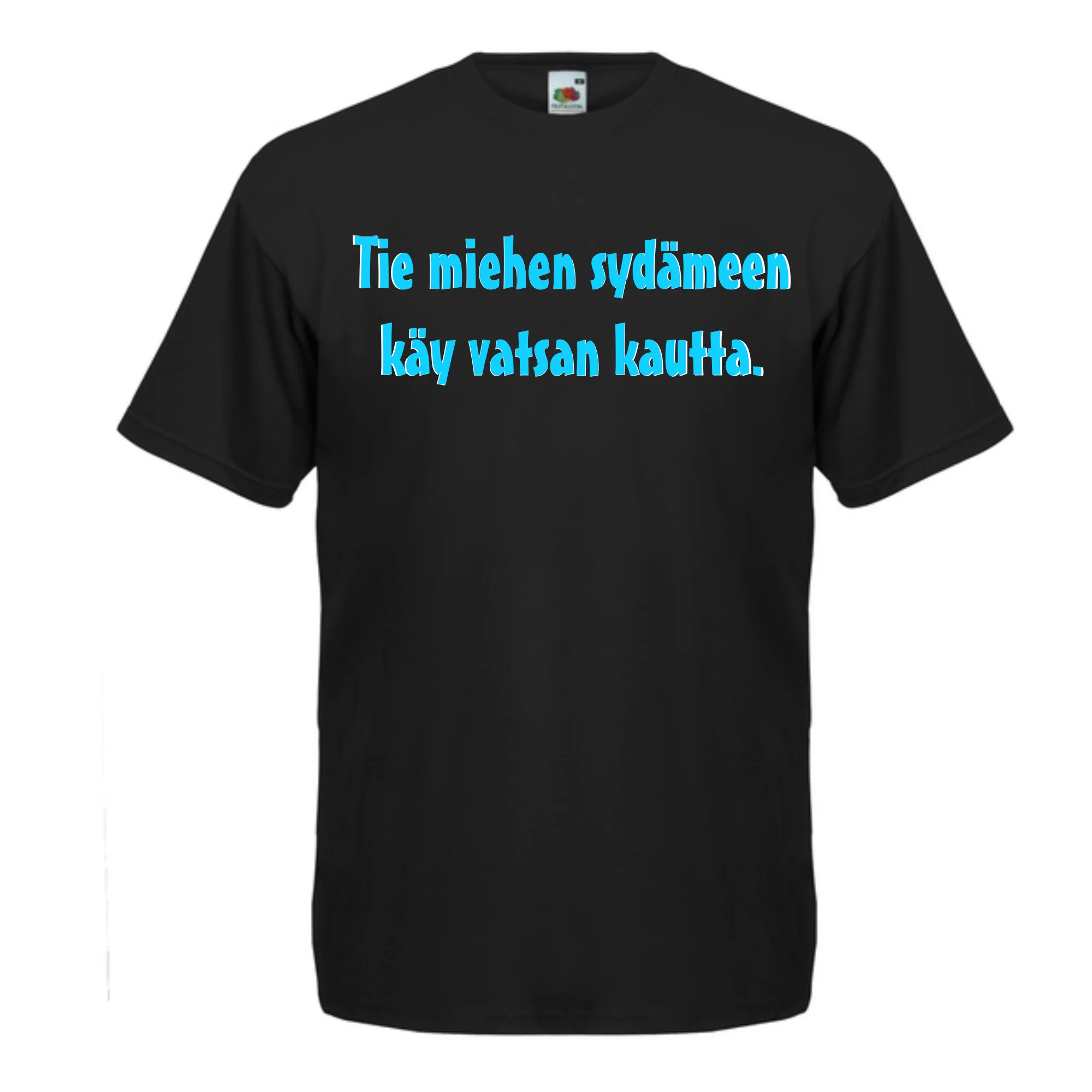 T-PAITA musta - Tie miehen sydämeen käy vatsan kautta. (5009)