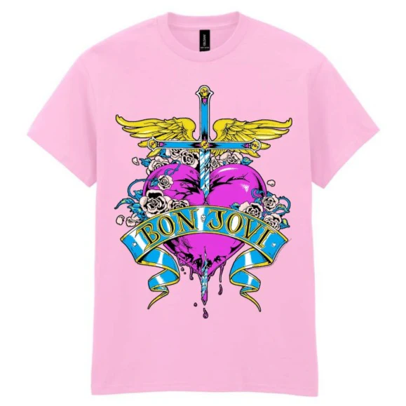 T-PAITA pinkki - Bon Jovi Heart Vintage (LF8698)