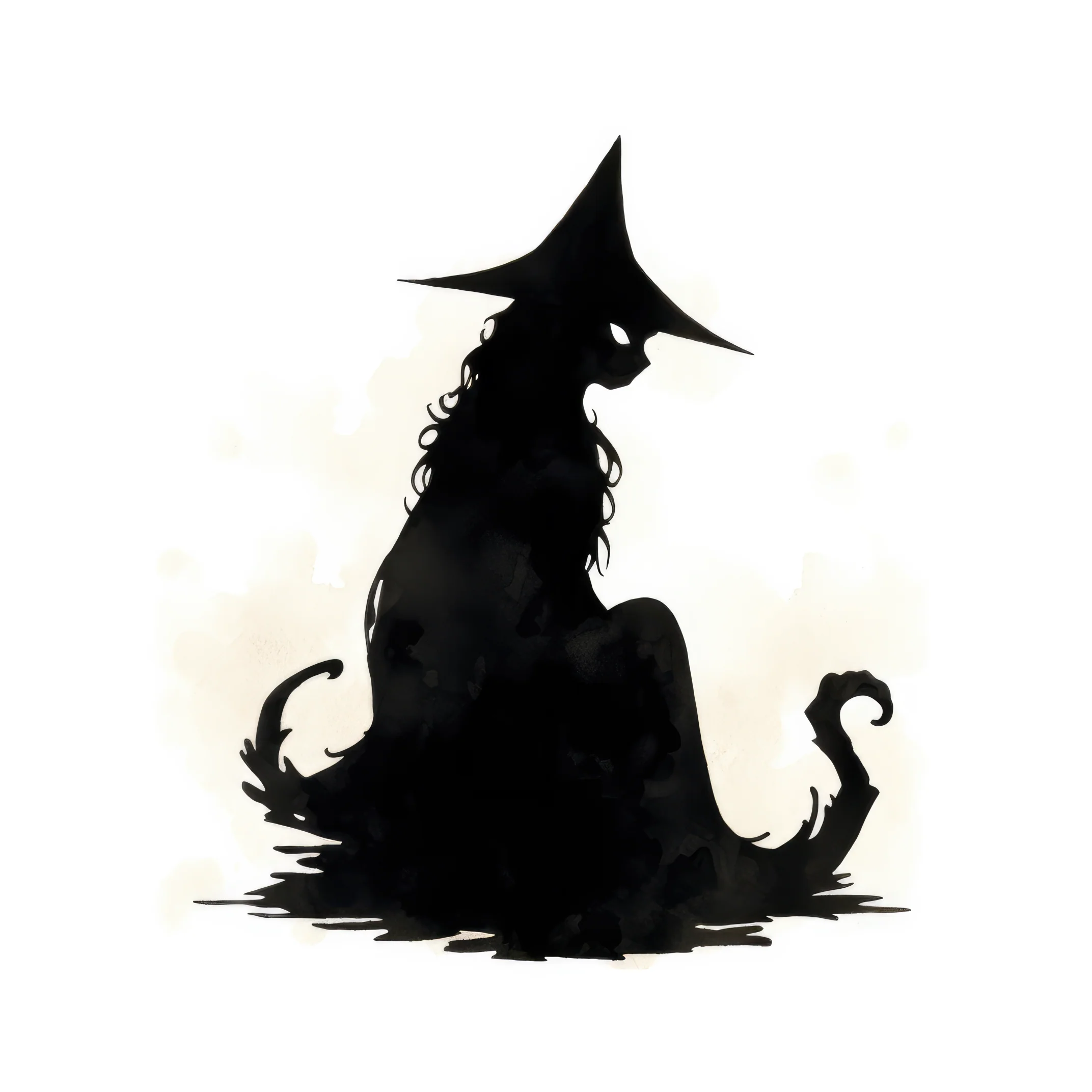 Witchs black cat silhouette hand 1 (paitakuva)
